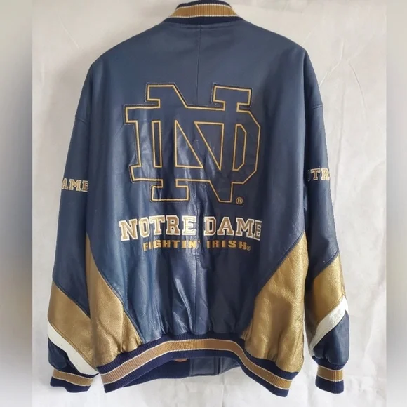 Genuine leather men’s Notre Dame varsity jacket - Picture 1 of 5